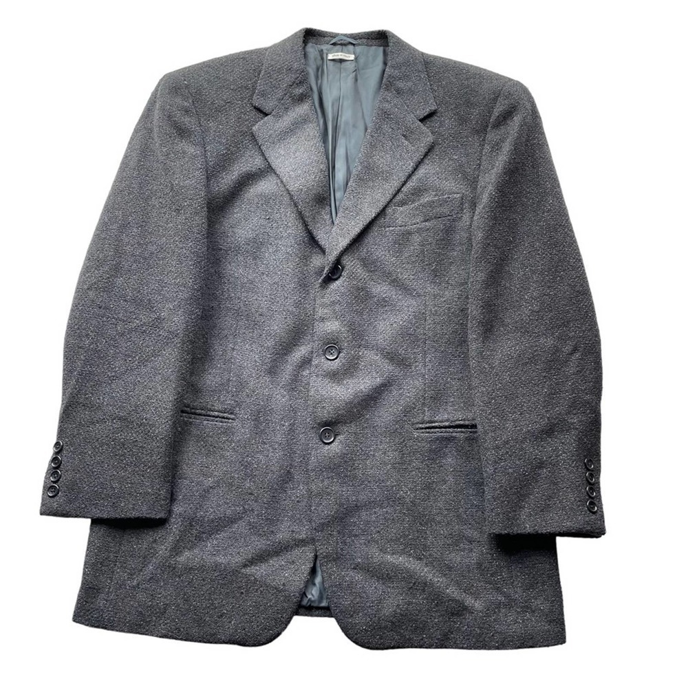 VESTIMENTA SPA ARMANI Suit Jacket Blazer Tweed Black Blue Size 40R Italy - Picture 10 of 12
